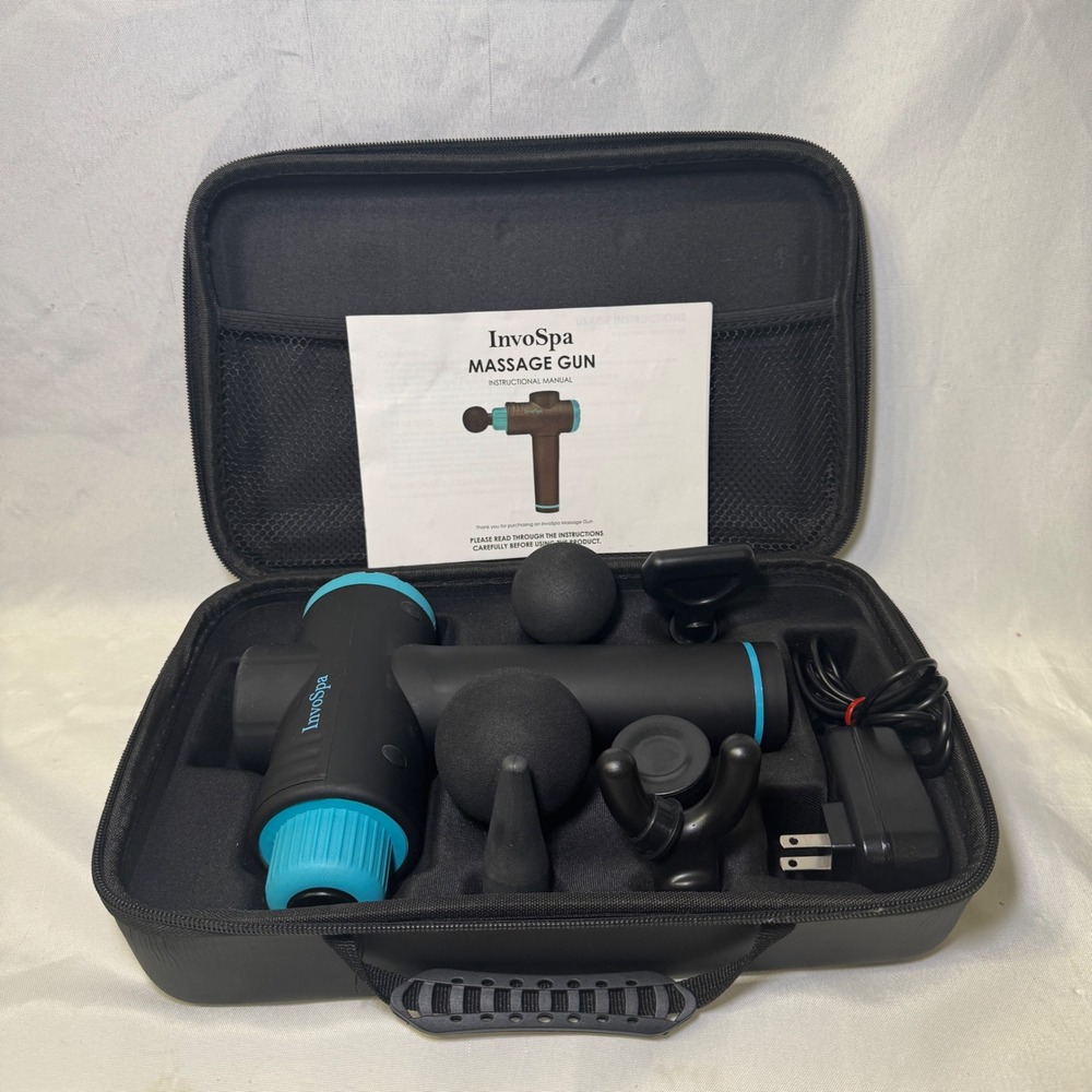 InvoSpa Percussion Massage Gun Deep Tissue Muscle Massager IMS-3339 Black Teal